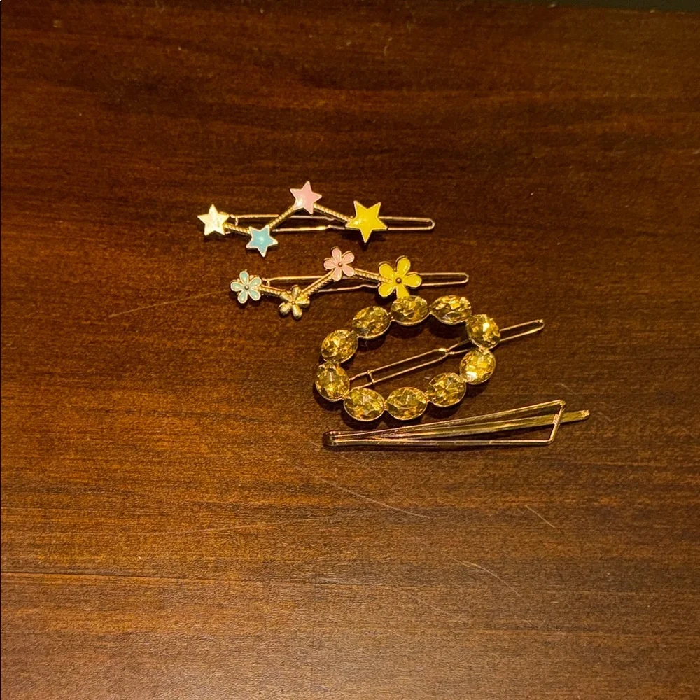 Colorful Star and Flower Hair Clips Set